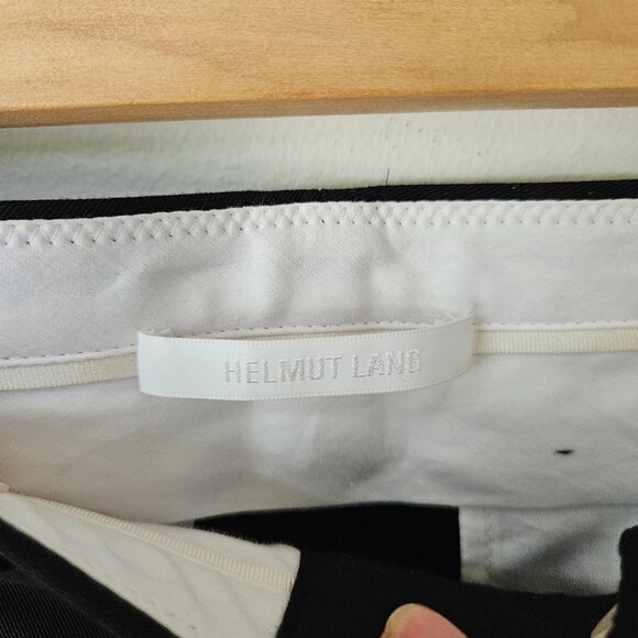 Helmut Lang Straight Leg Slit Pants 8 Black Stretch Designer Corporate - Picture 8 of 14